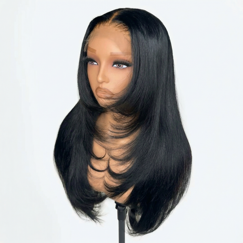 Maya – Jet Black Straight 6x6 HD Lace Closure Wig (Glueless)(Custom wig)