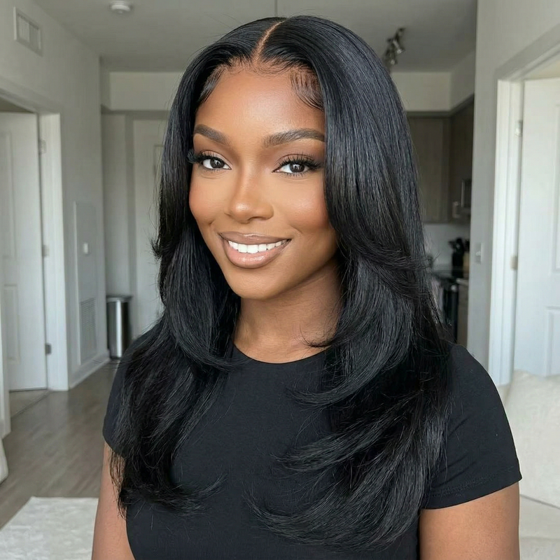 Maya – Jet Black Straight 6x6 HD Lace Closure Wig (Glueless)(Custom wig)