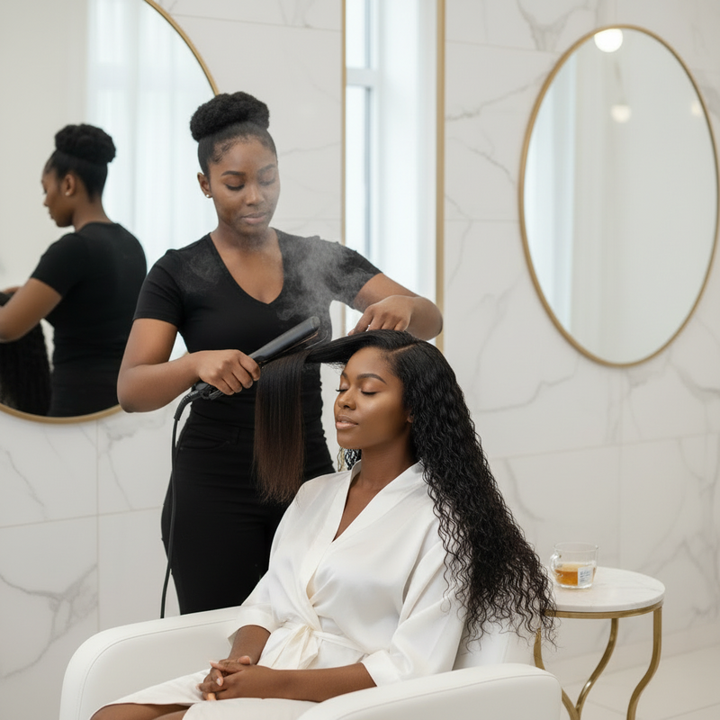Straightening curly/deep wave extensions